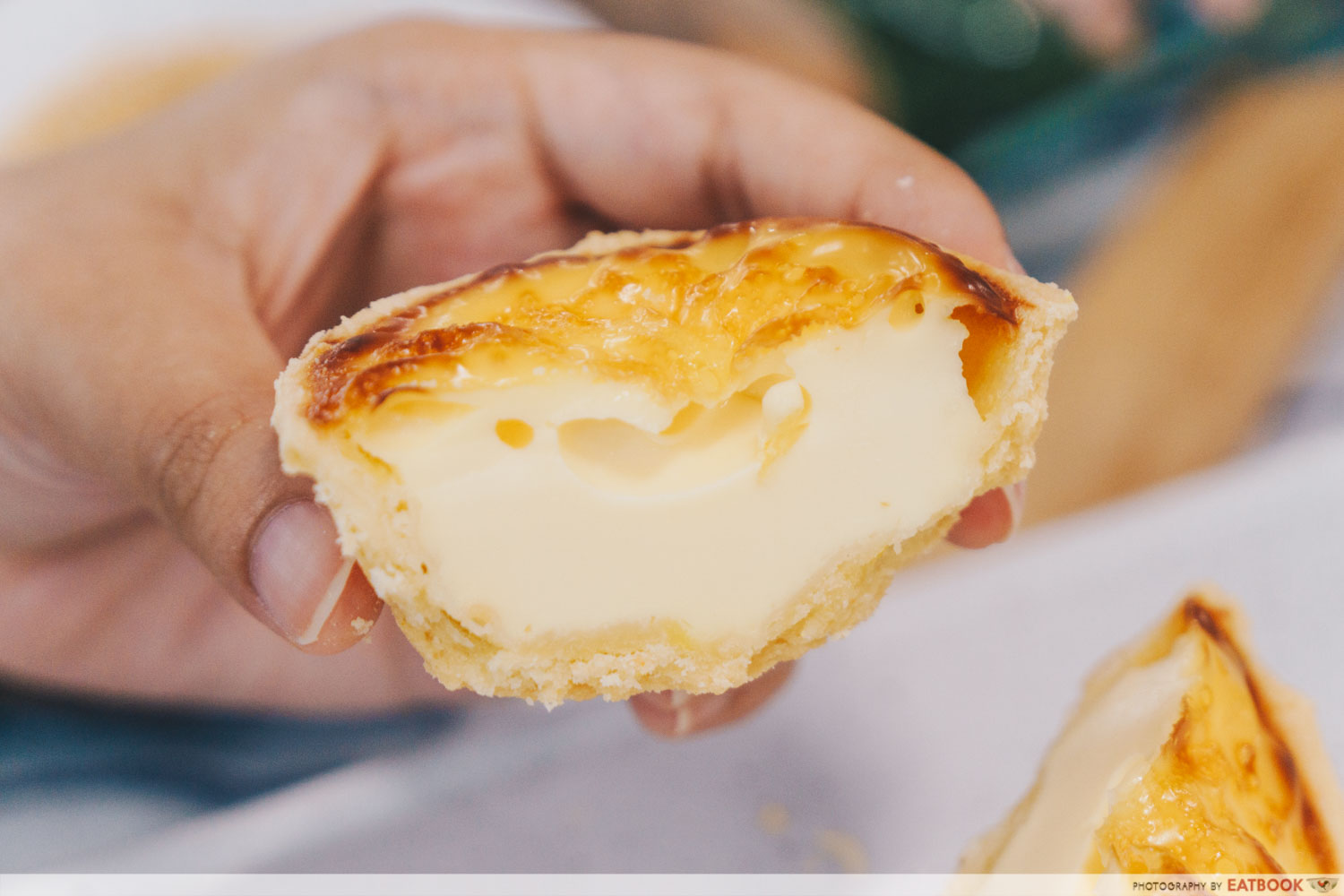 Portuguese egg tart close up