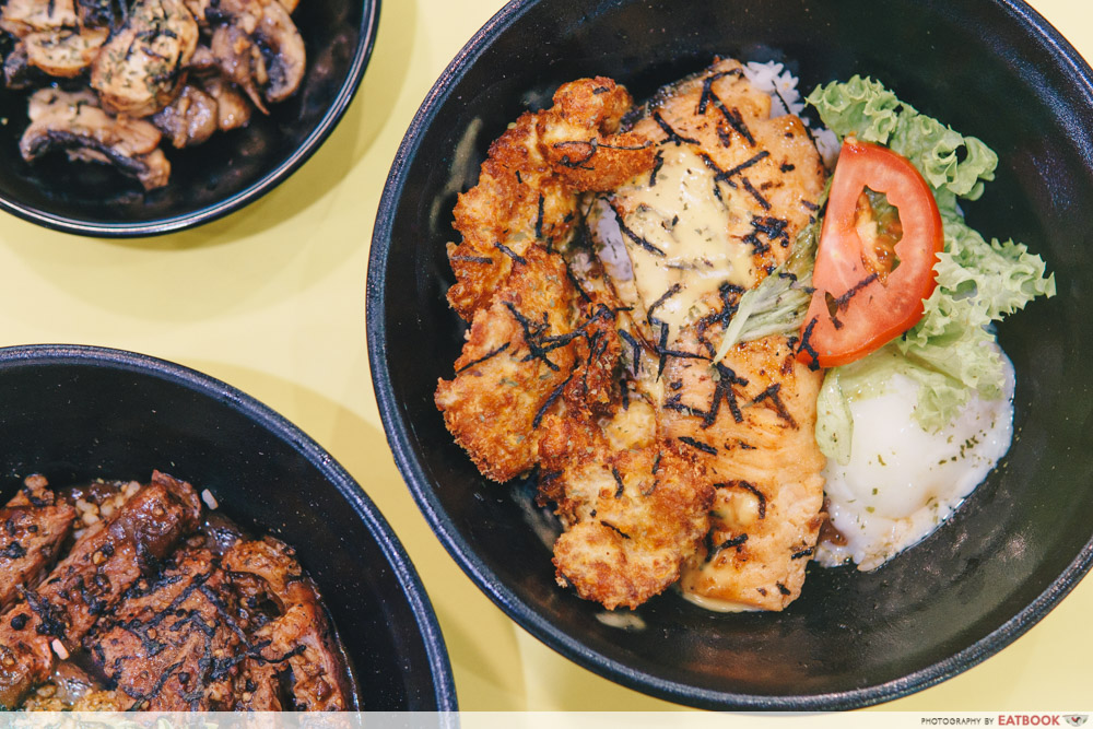 Bowl and Grill- Grilled salmon with teppanyaki sauce intro shot