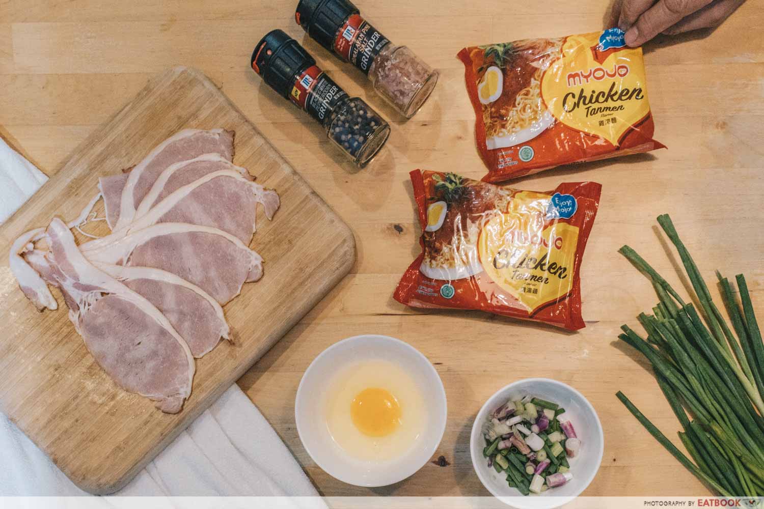 Instant Noodles Recipes - Poor Man's Tonkotsu Flatlay