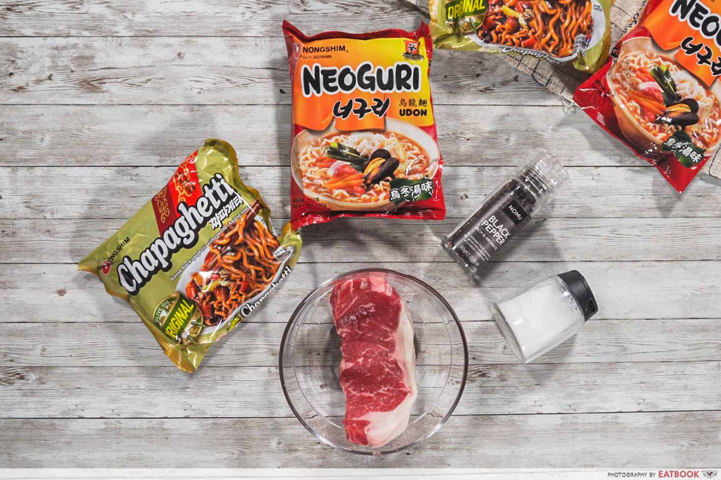 Instant Noodles Recipes - Steak Ram-don Flatlay