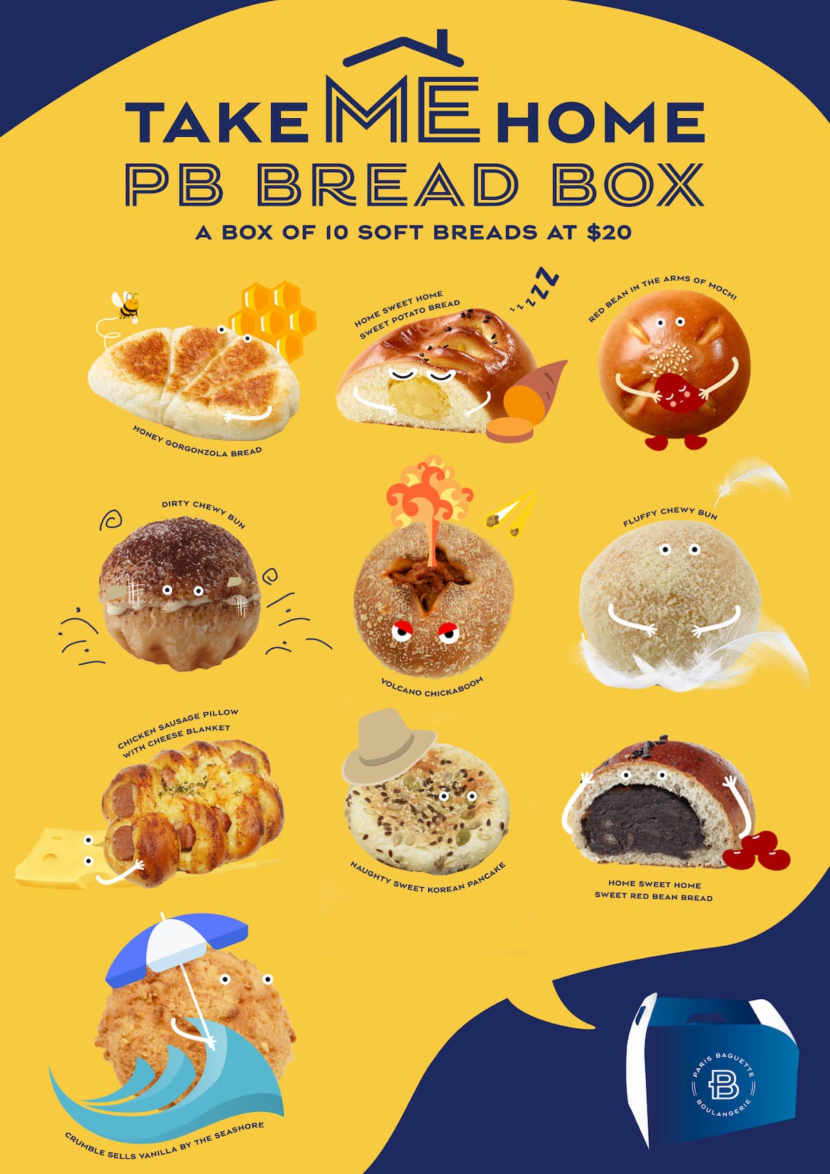 Paris Baguette Korean Soft Buns - Bread Box