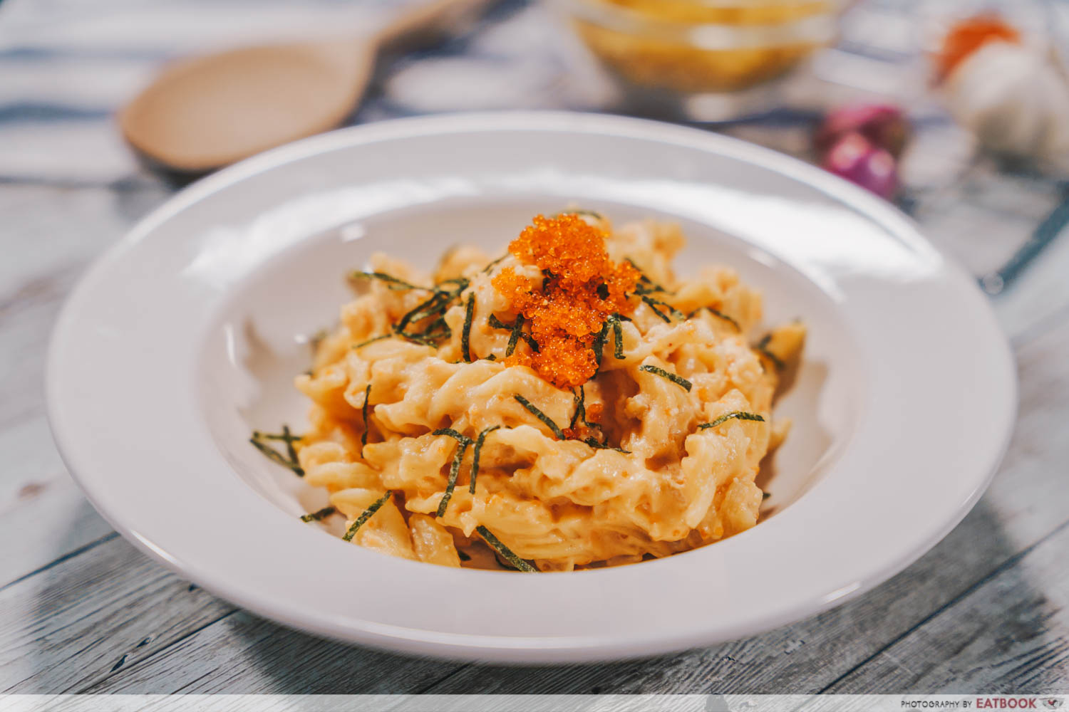 rice cooker mentaiko mac and cheese - serve immediately