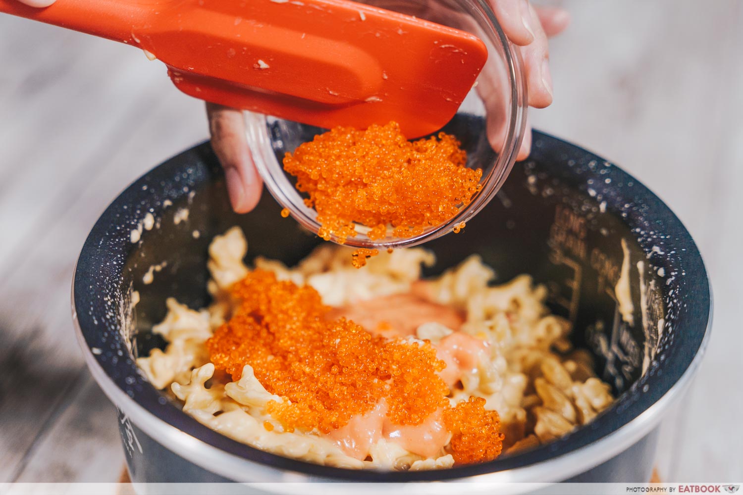 rice cooker mentaiko mac and cheese - tobiko