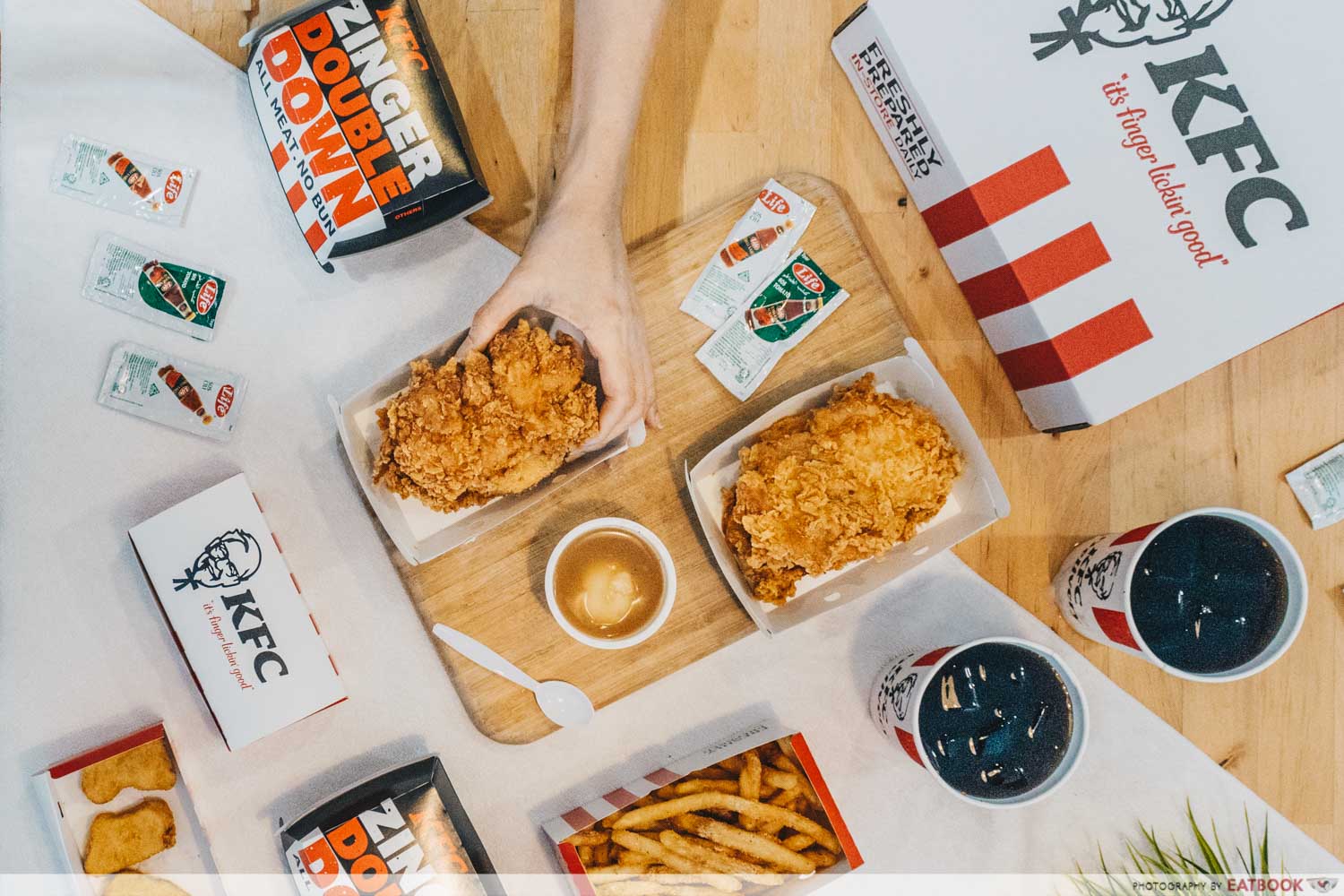 KFC Mozzarella Zinger Double Down - Flatlay