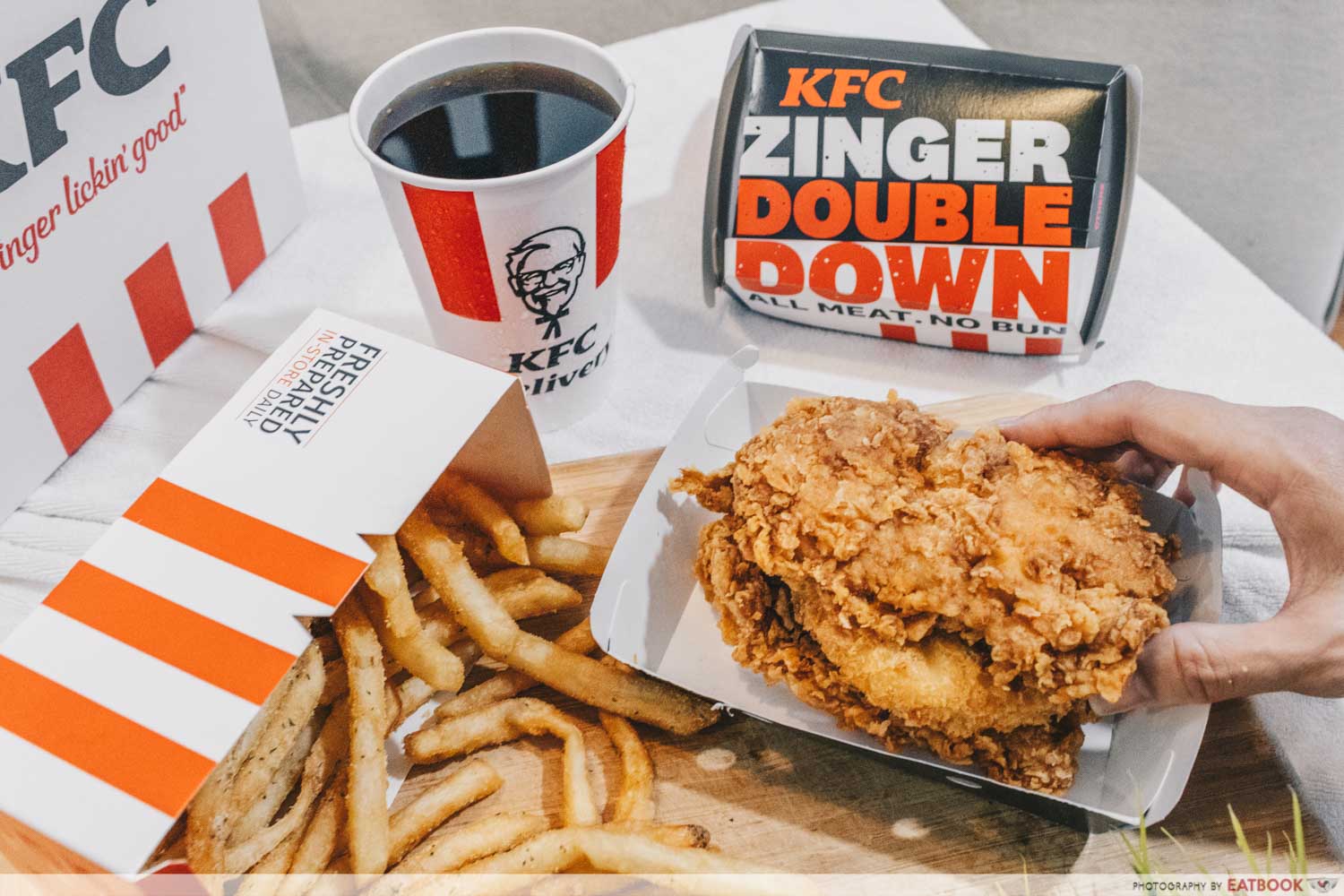 KFC Mozzarella Zinger Double Down - Set Meal Interaction
