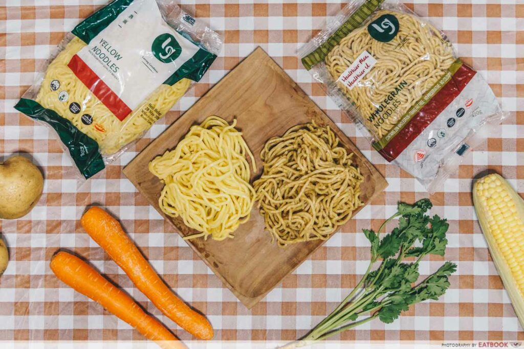 Rotisserie Chicken Noodle Soup Recipe flatlay