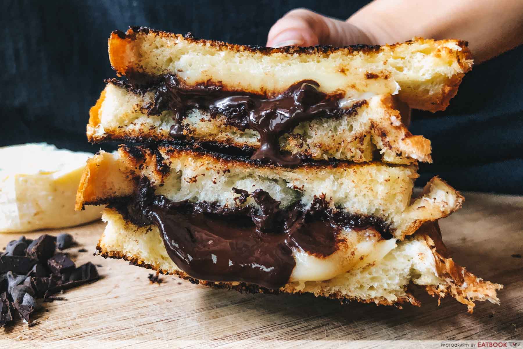 Sandwich Recipes - Dark Chocolate and Brie Grilled Cheese Close up