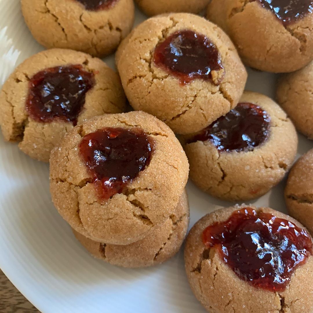 Cookie Recipes - Peanut Butter Jam Thumbprint Cookies