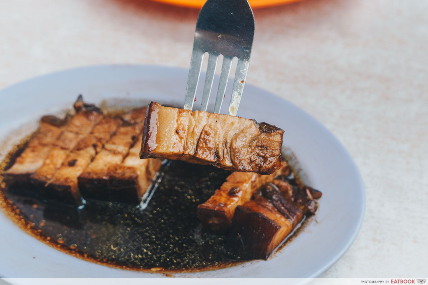 Loo's Hainanese Curry Rice - Close-up of pork belly