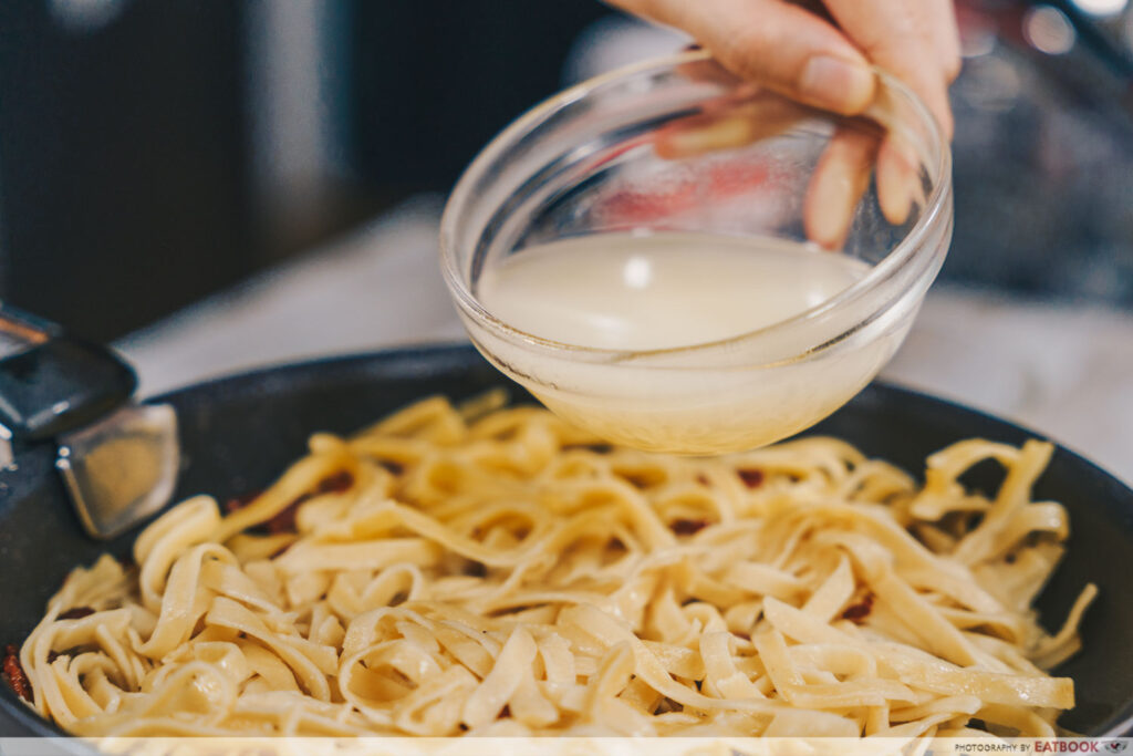 One-Pan Sriracha Pasta pasta water