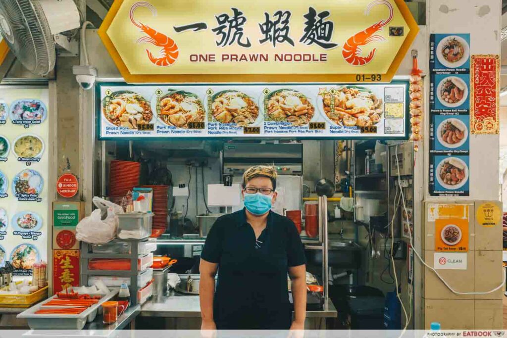 One Prawn Noodle owner with stall