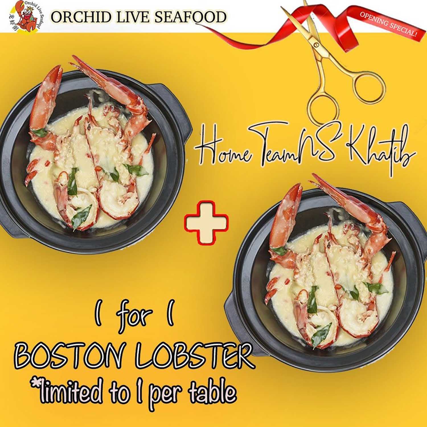 1-for-1 boston lobster - 1-for-1 khatib orchid live seafood restaurant