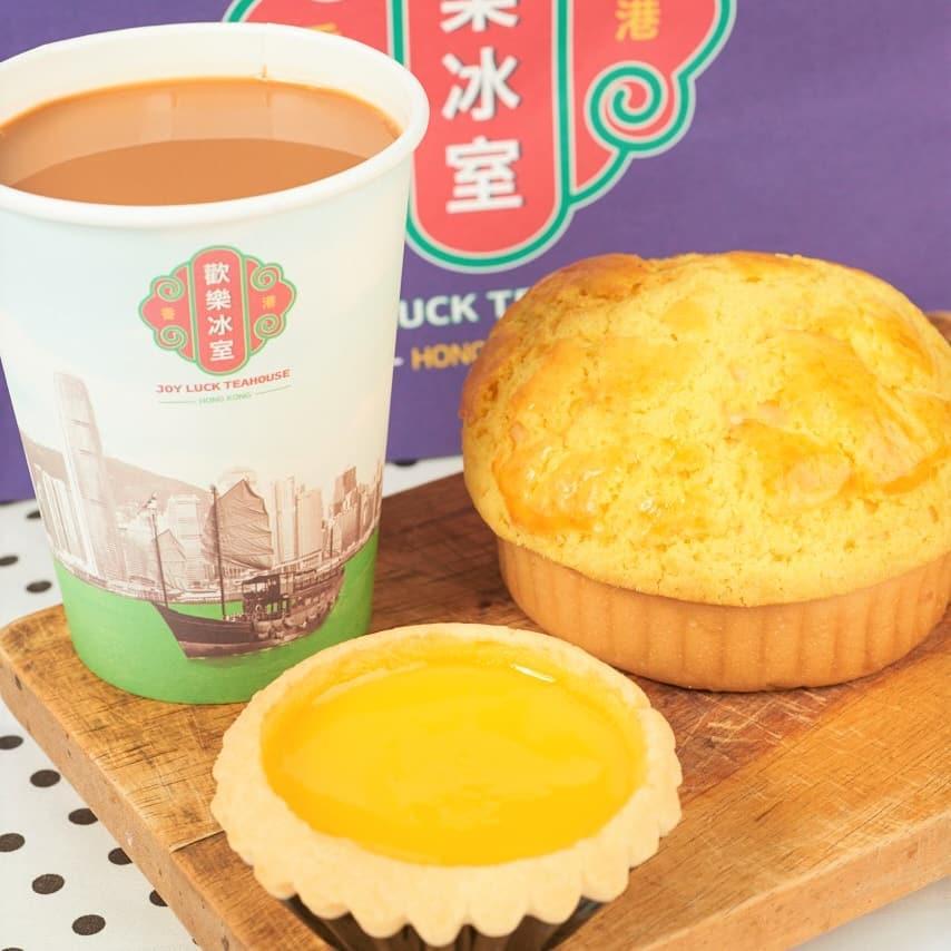 Joy Luck Teahouse - Egg Tart, Pineapple Bun, Milk Tea