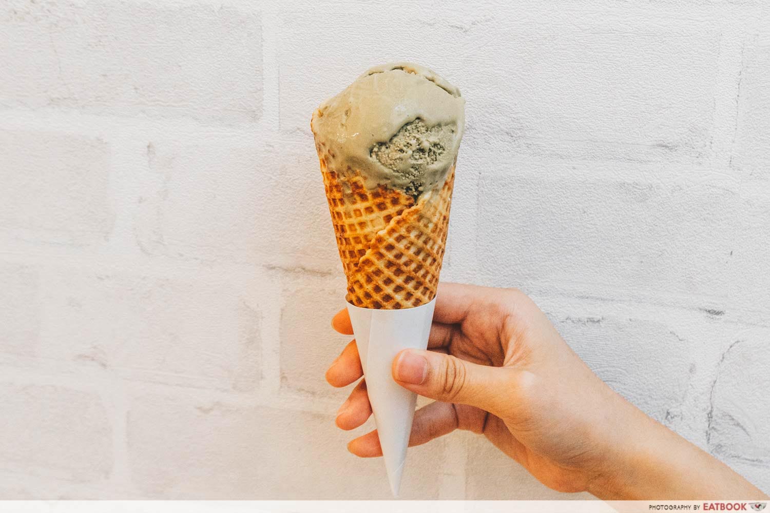 Bloom Artisan - hojicha gelato on cone