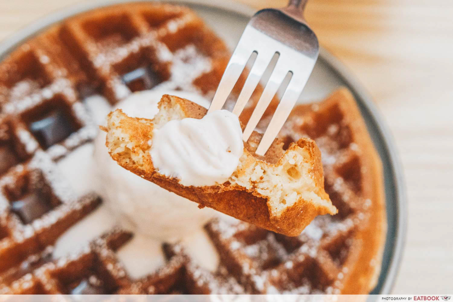 Bloom Artisan - waffle chunk with strawberry milk gelato