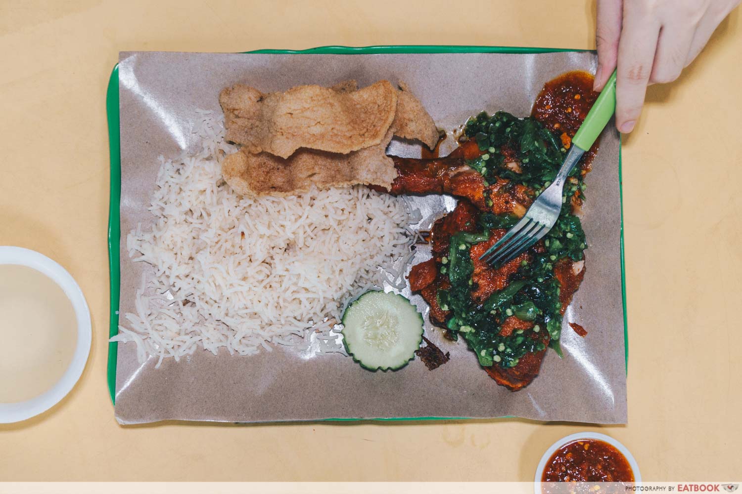 Green Chilli Chicken Rice Flatlay