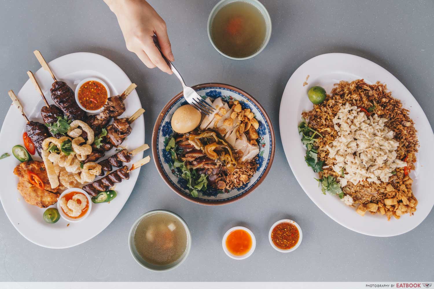 Pratunam Chicken and Pork Leg Rice Flatlay