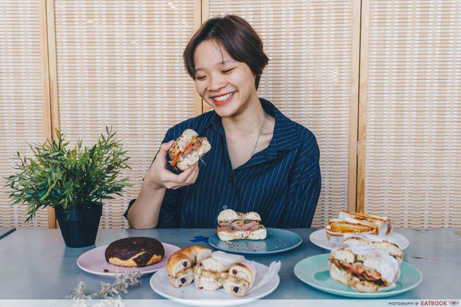 able bagel - eating shot