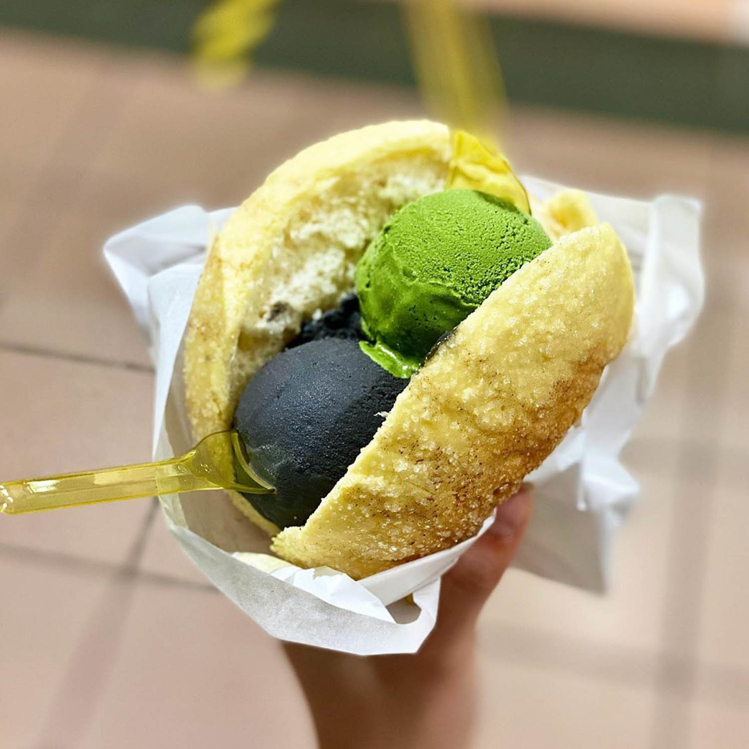 melon pan ice cream - azabu sabo melon pan ice cream sandwich