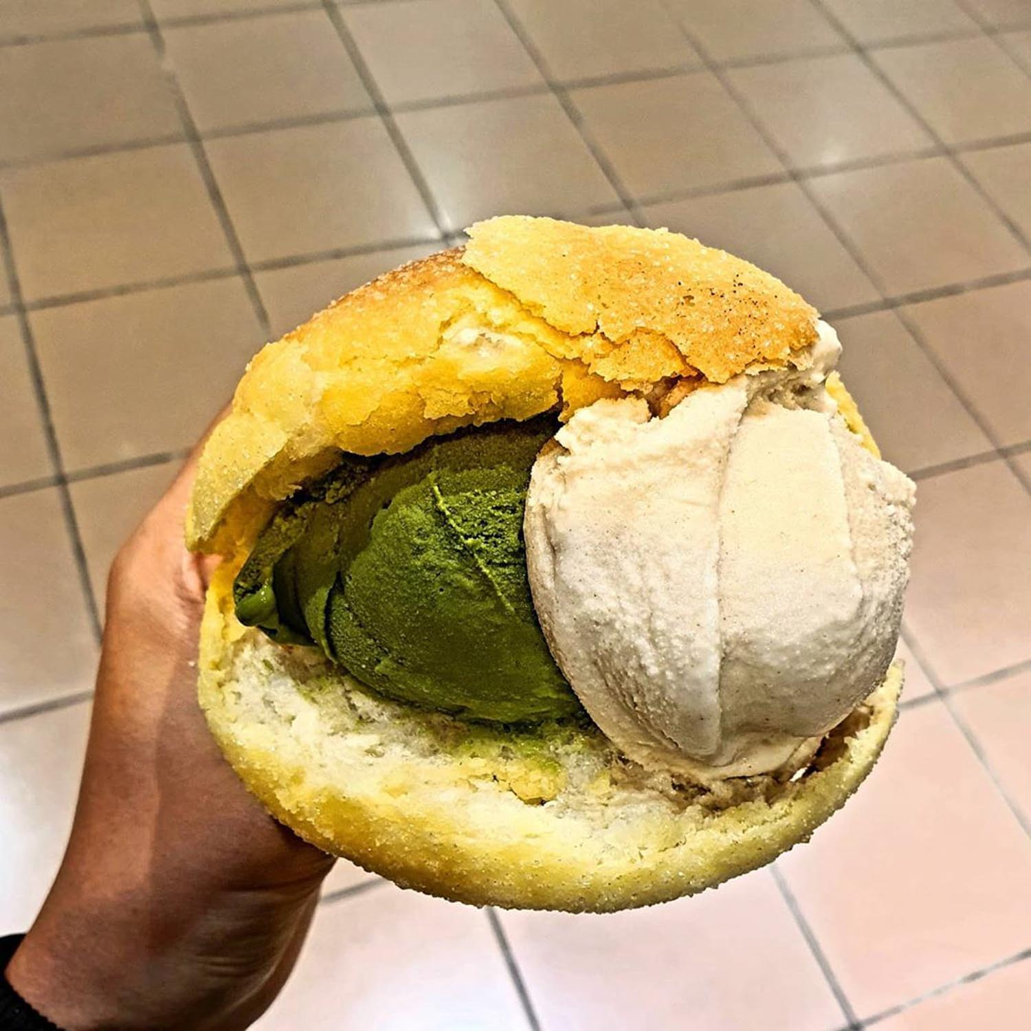 melon pan ice cream - azabu sabo x donq bakery melon pan ice cream sandwich