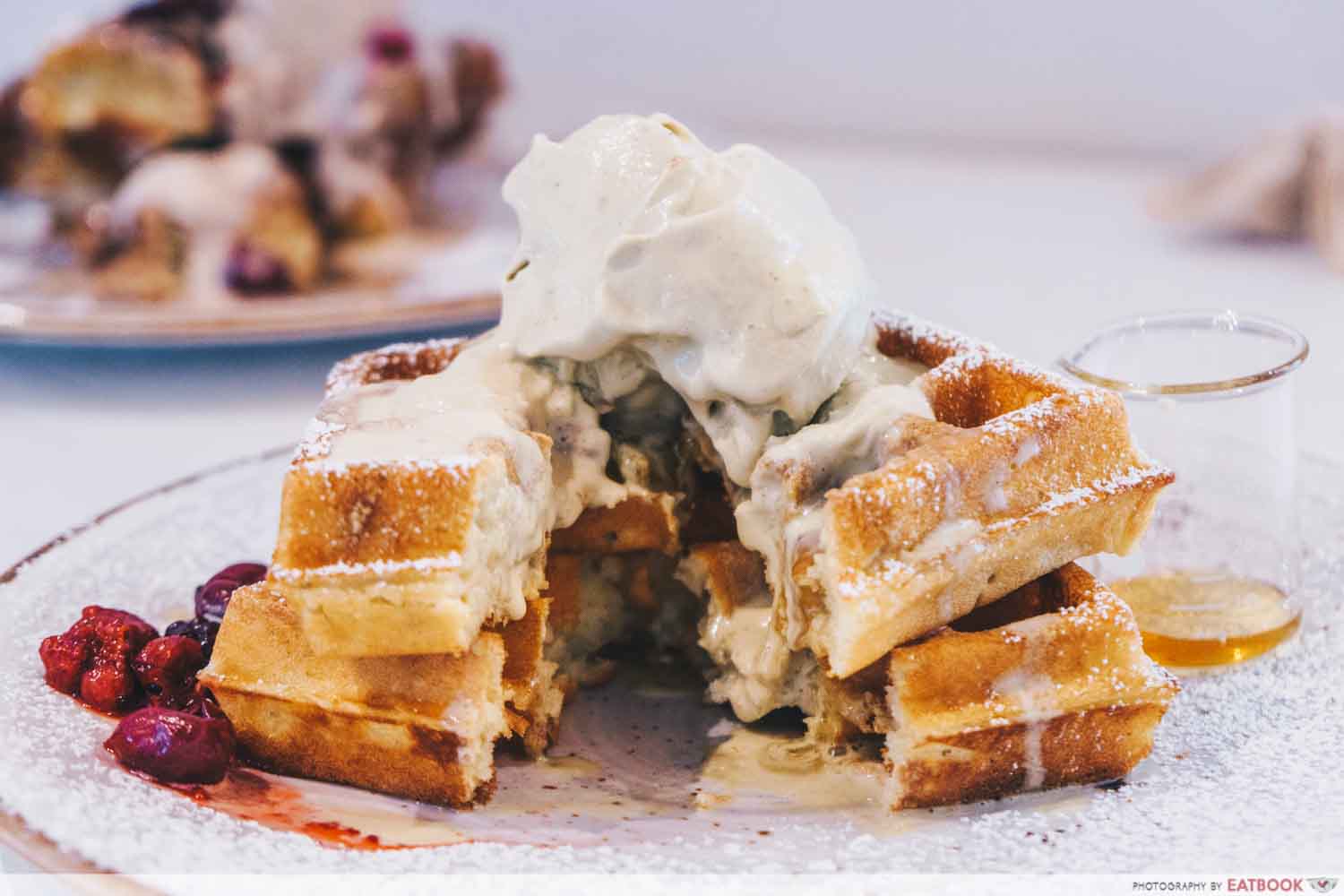 Maple Syrup with Waffles and Gelato