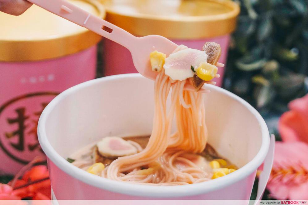 pink instant noodles