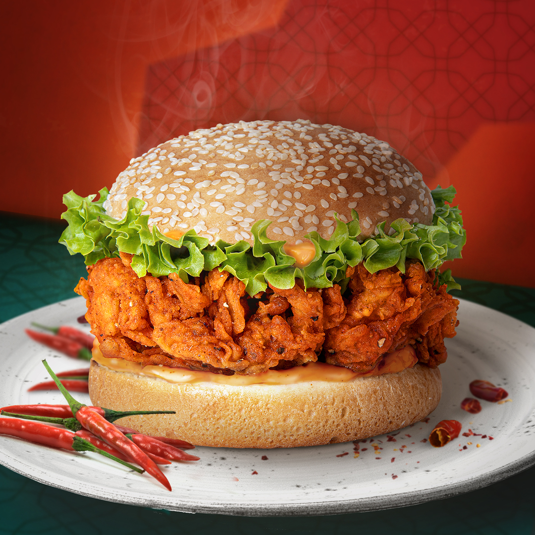 extra spicy chicken burger at jollibee