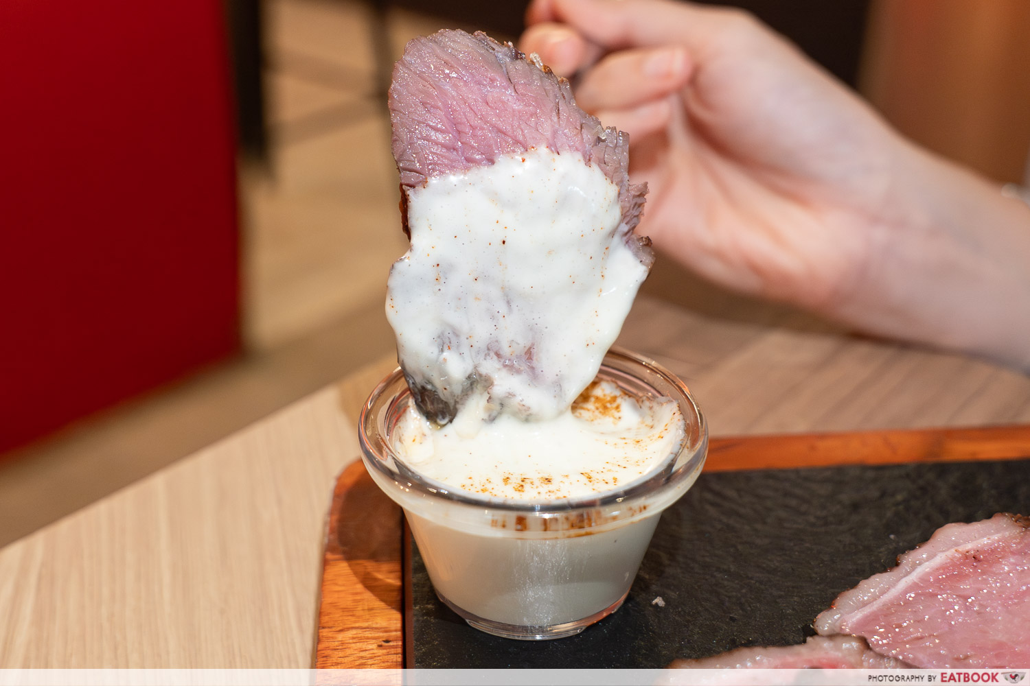 queen of steak close up with wasabi cream