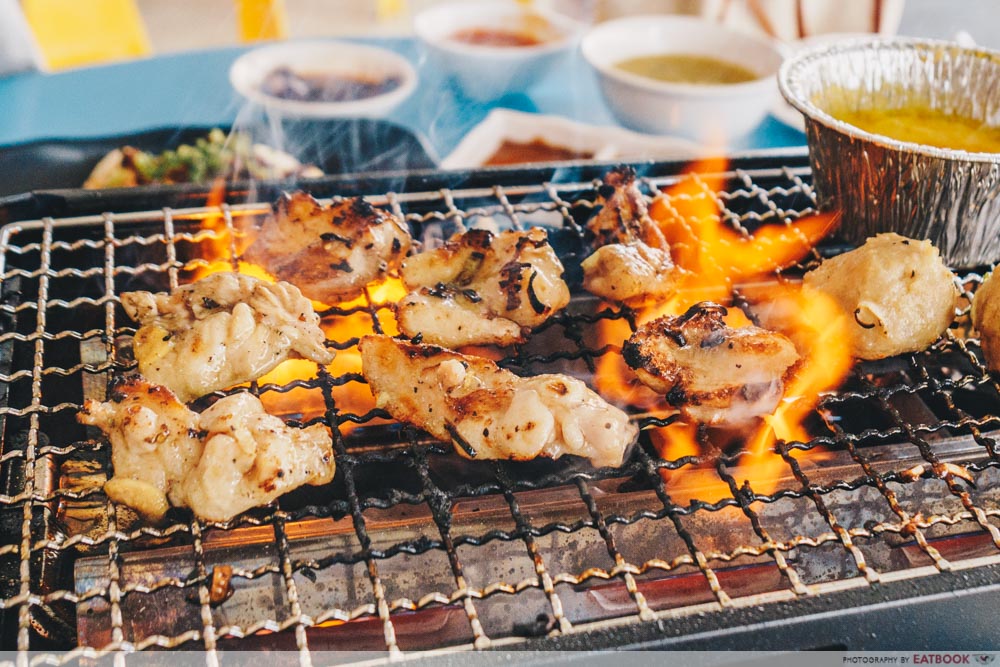 chicken on grill yakiniku tori yaro