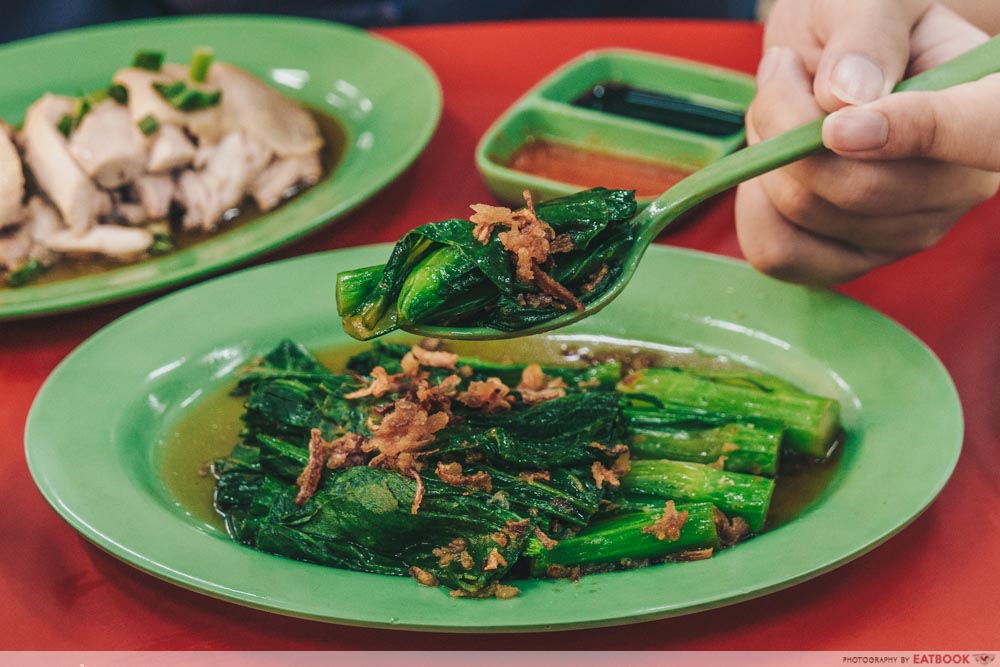 vegetables at ming kee chicken rice