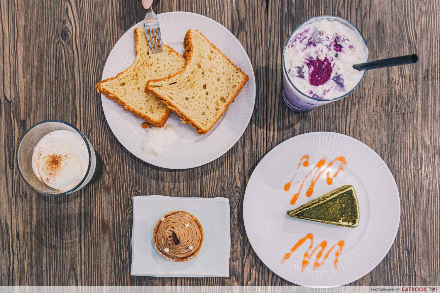 okada coffee and sweets flatlay