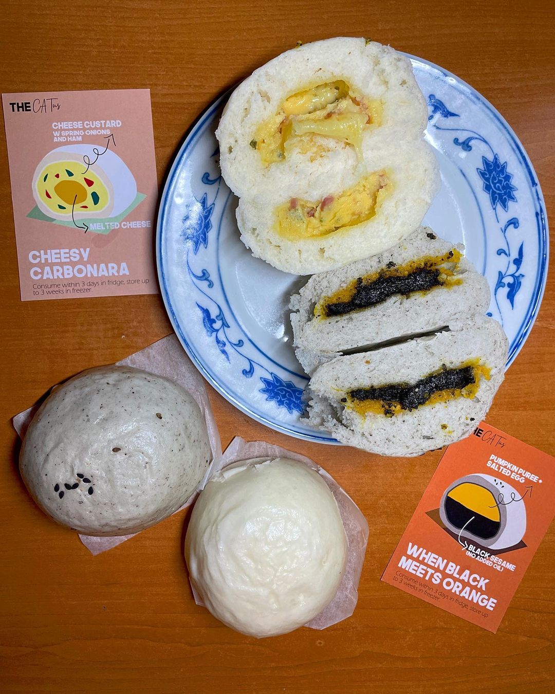 catusbakery carbonara bao flatlay