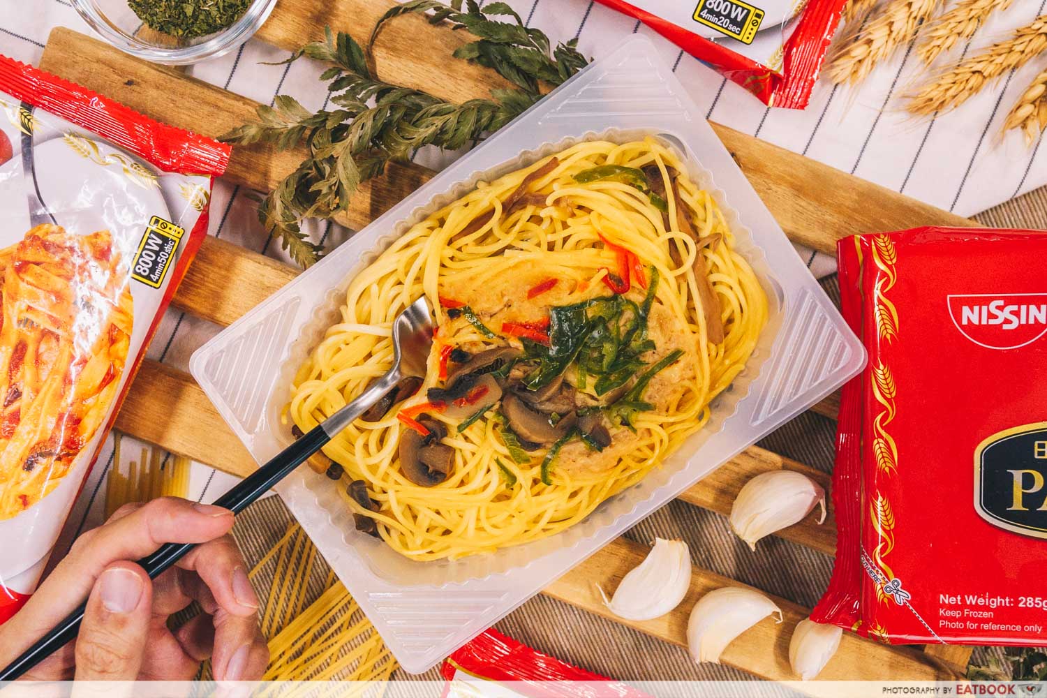 spaghetti with garlic and mushroom