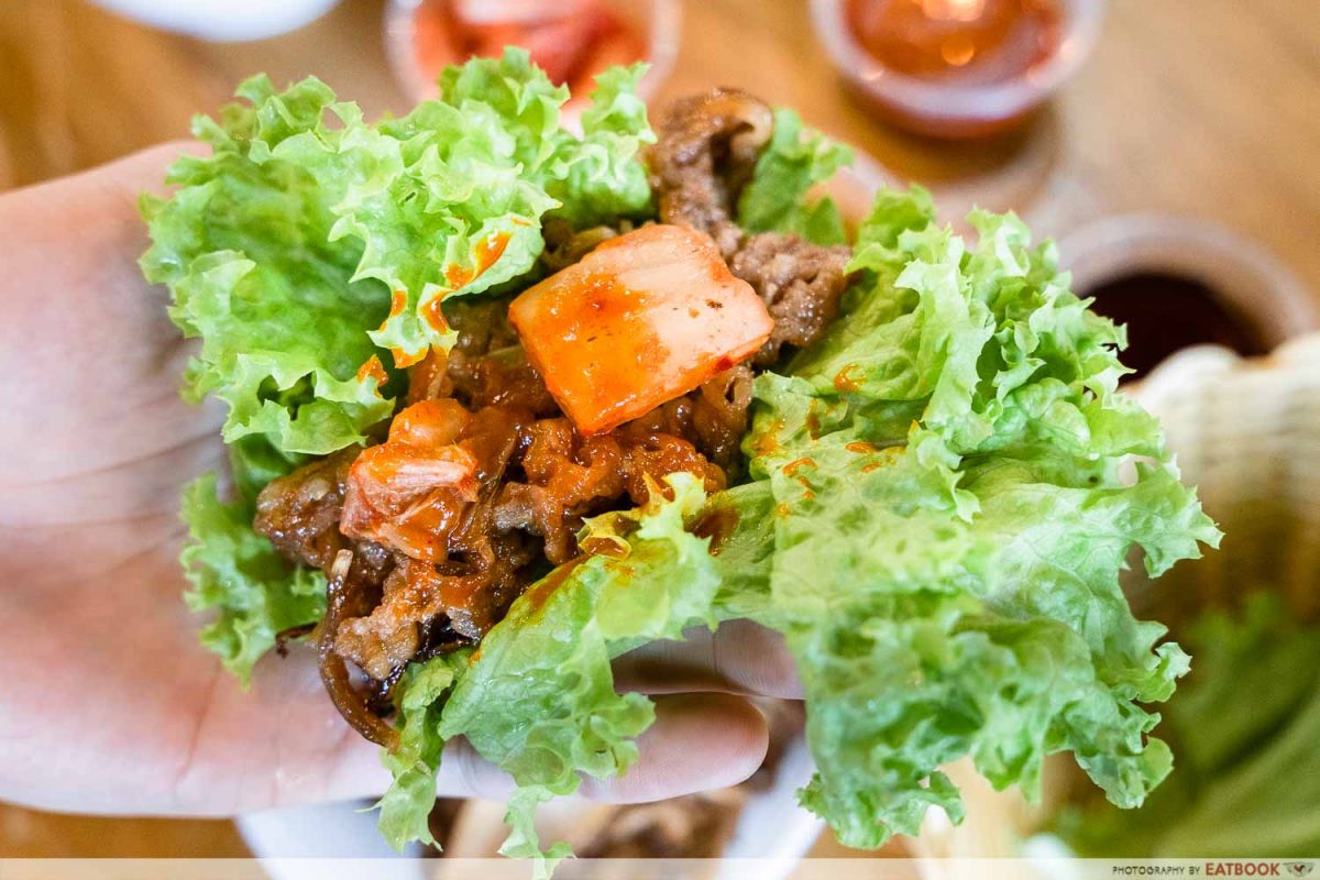 GOGIYO BEEF KIMCHI ON LETTUCE