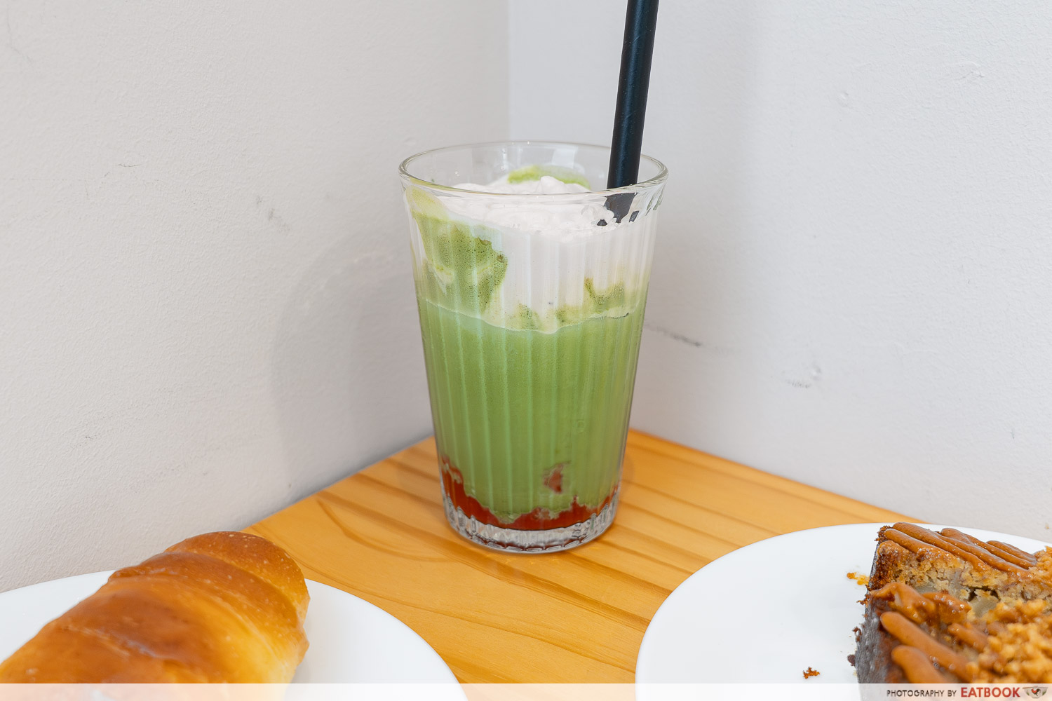 strawberry matcha latte intro shot