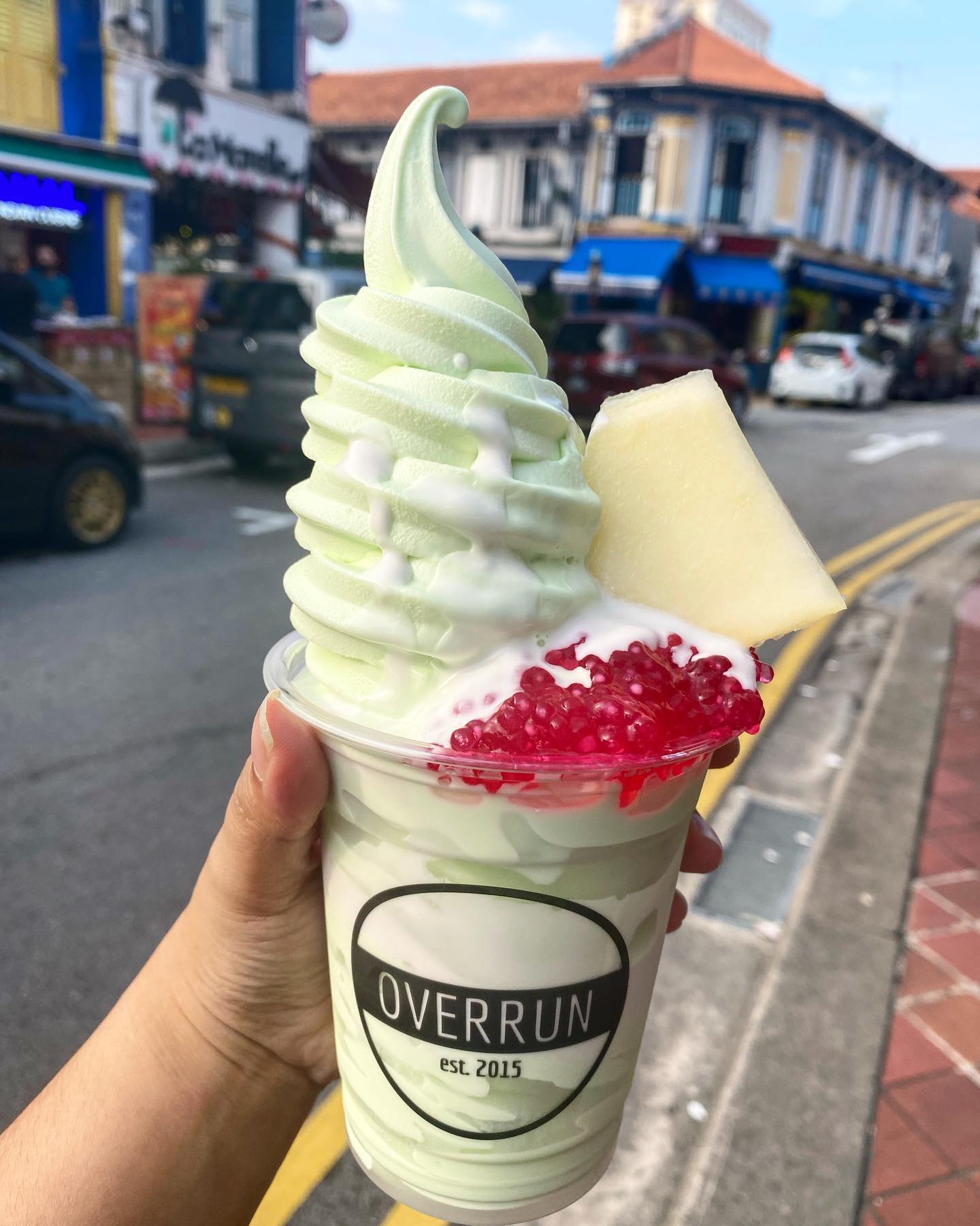 overrun sg ice cream honeydew sago