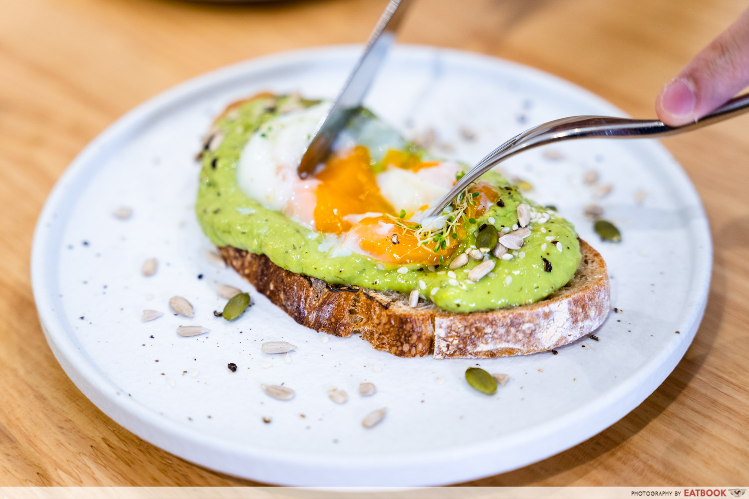 main street commissary avo toast egg cut