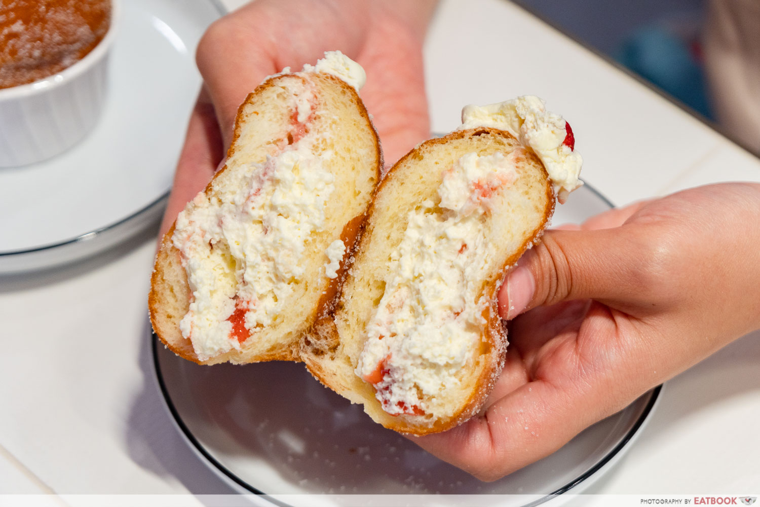 Mr Holmes Bakehouse - strawberries n cream donut inside