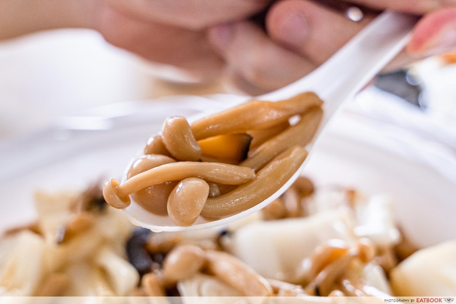 cheong fan paradise mushroom on spoon