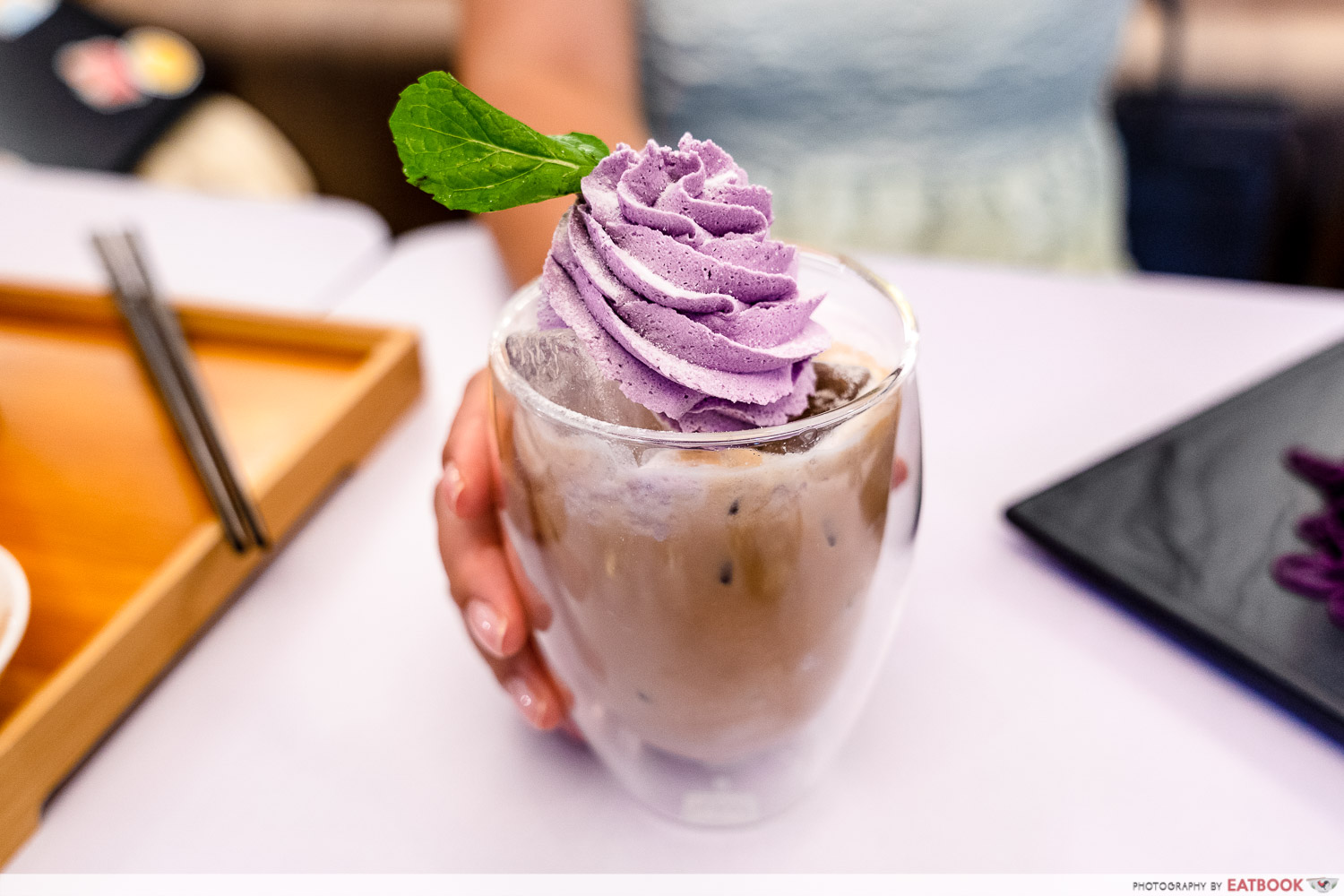 cafe kuriko - purple sweet potato latte