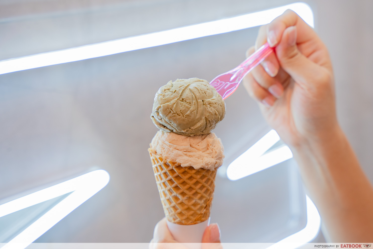 naked ice cream - hojicha ice cream and earl grey ice cream