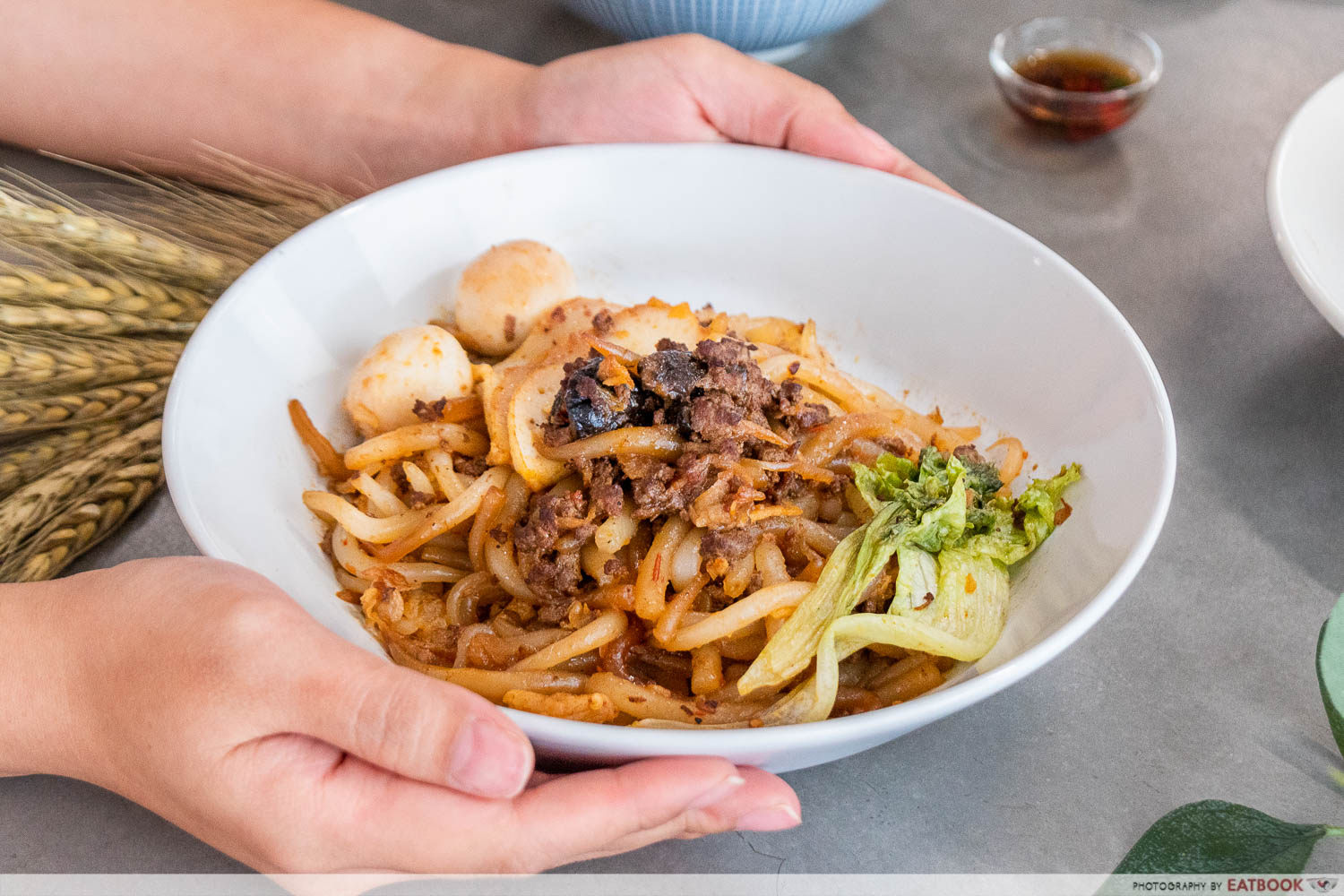 shu heng bi tai mak - mushroom minced pork noodle