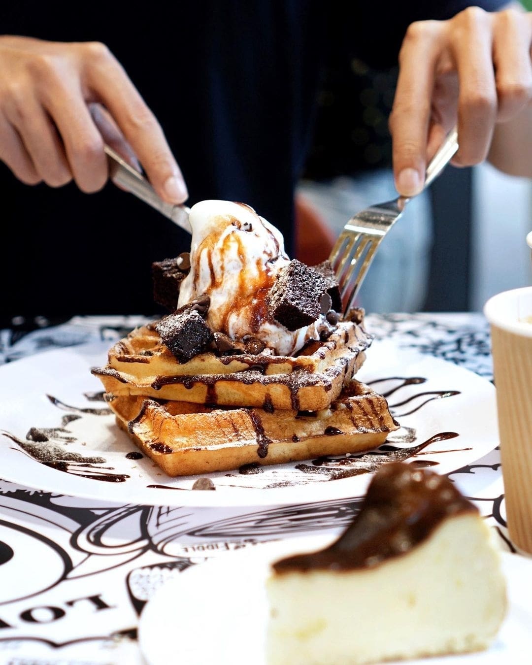 soft serve ice cream and waffles 