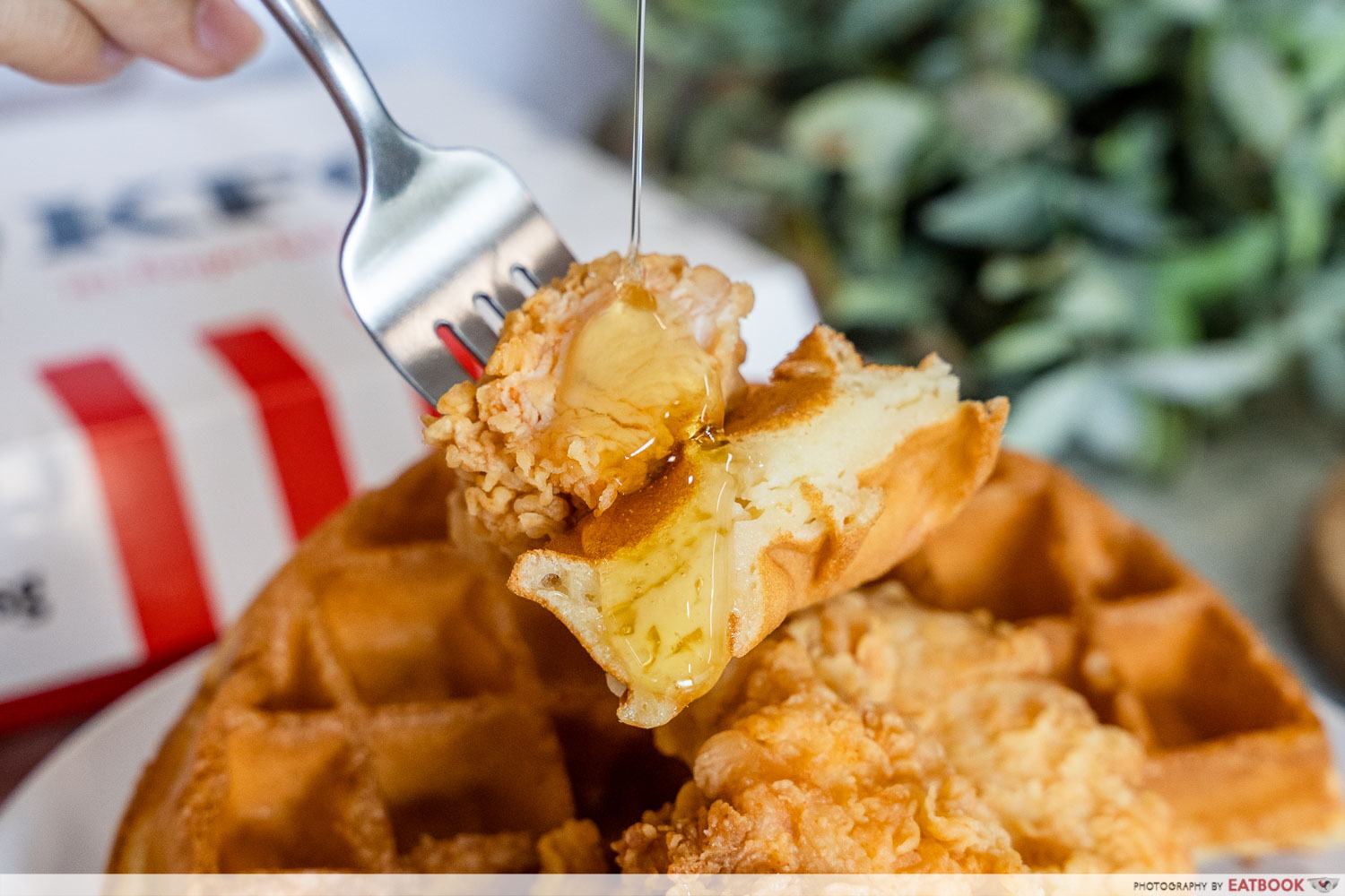 kfc chicken n waffles close up 