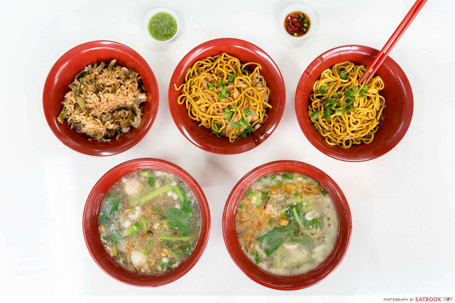 old village kl pork noodle flatlay