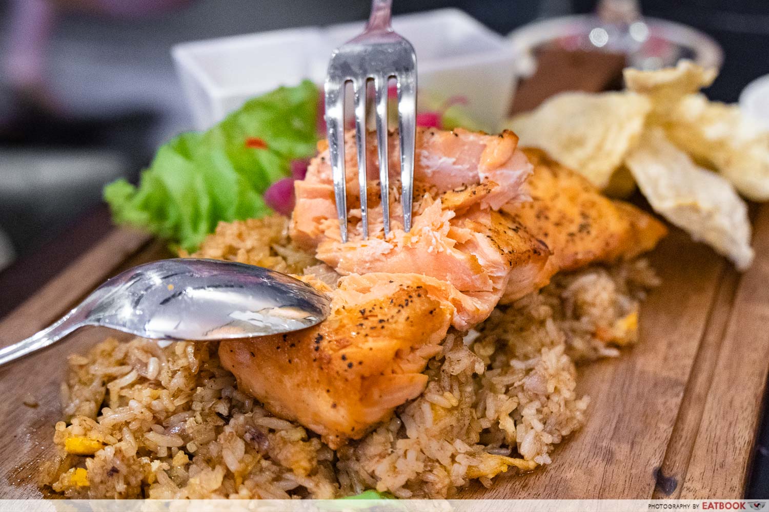 daun bistro - salmon crazy fried rice interaction