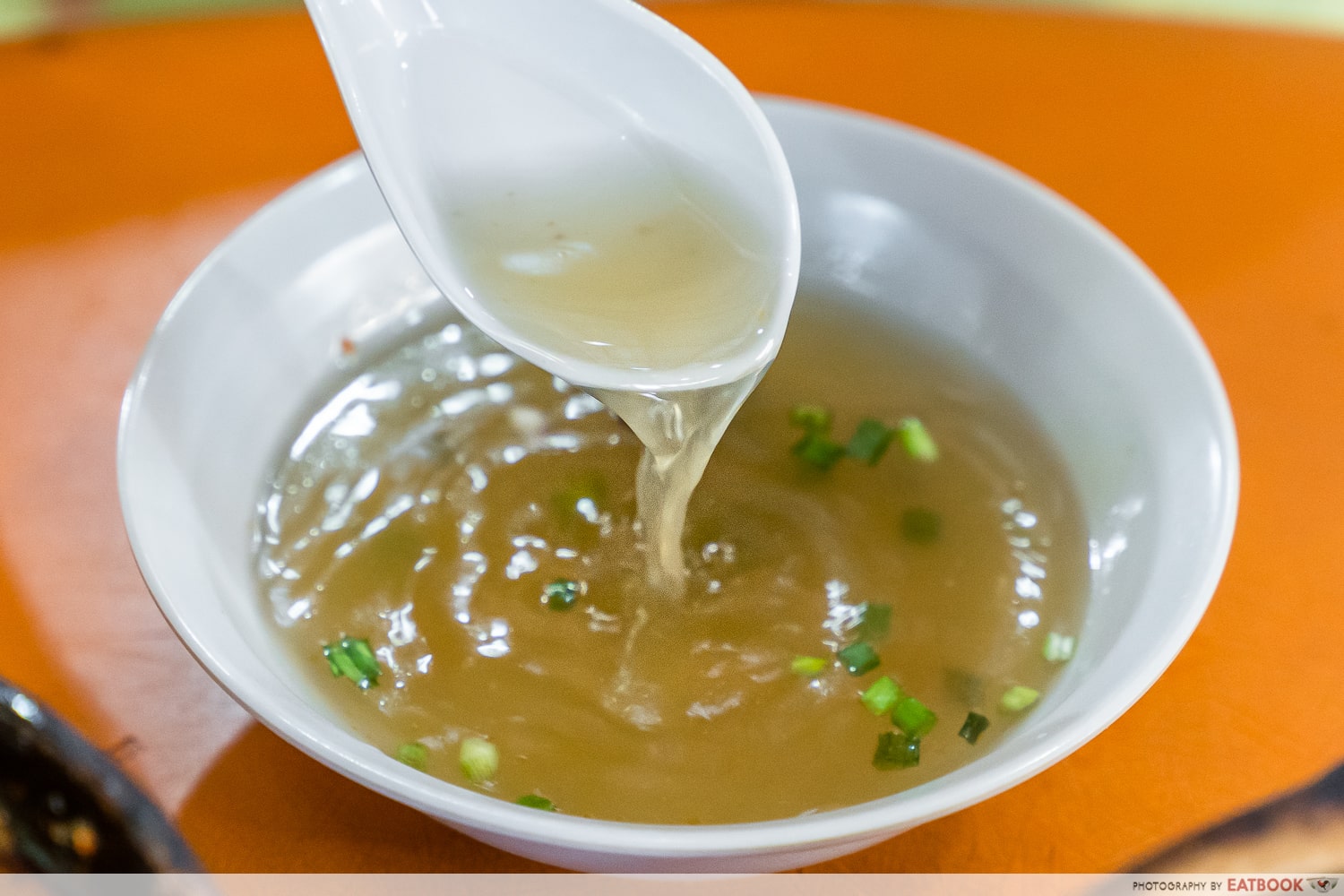 ah gong minced pork noodle - soup pour