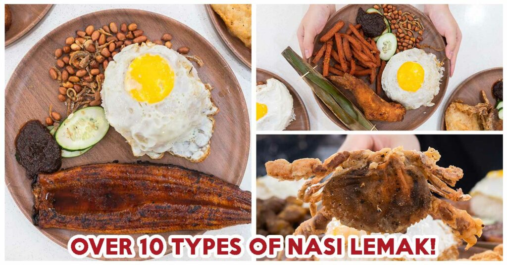 ah lemak with 10 types of nasi lemak