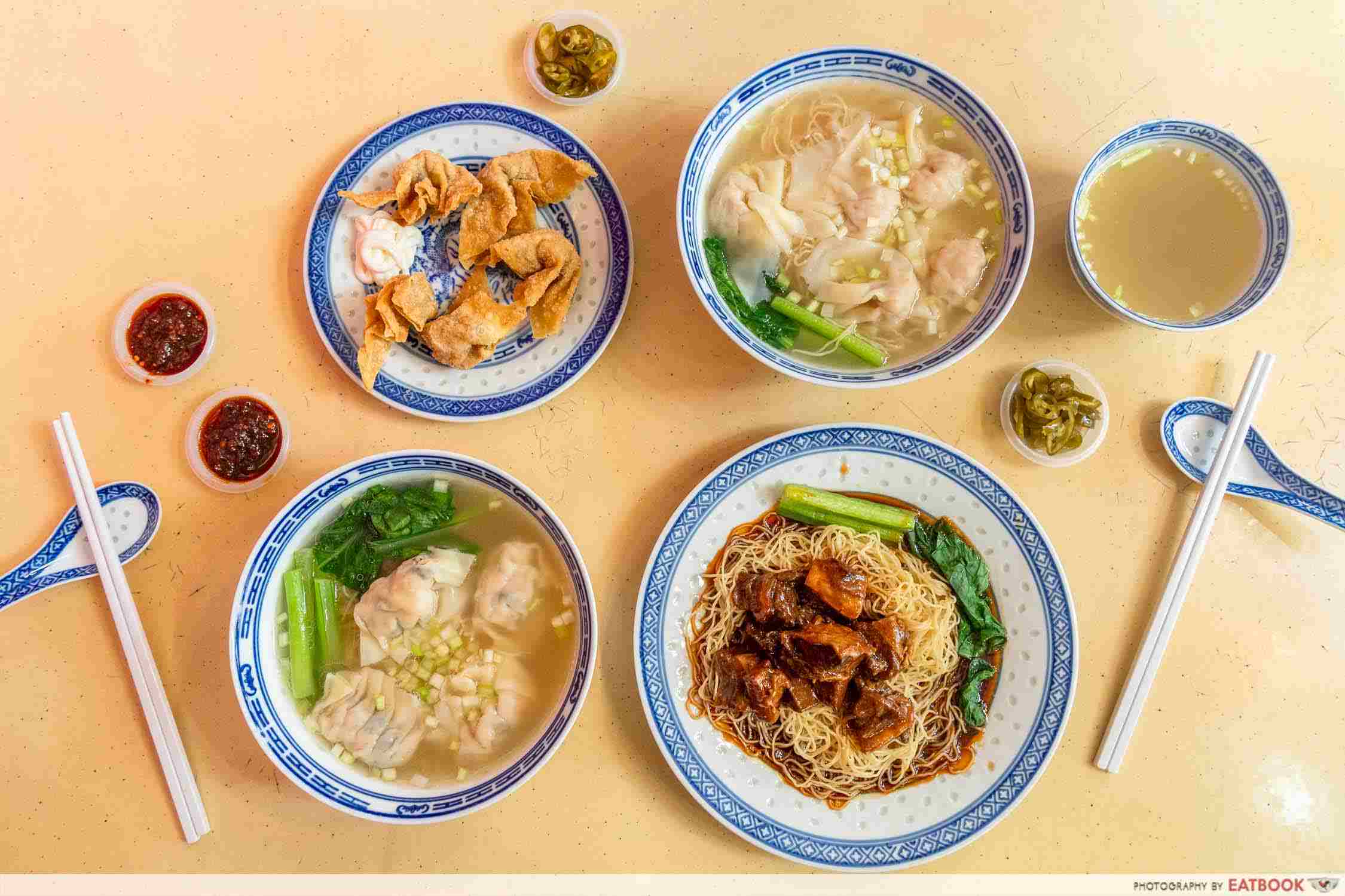 chef kin hk wanton noodle flatlay