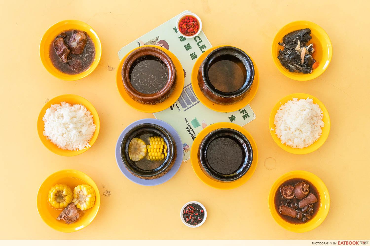 herbal soup flatlay